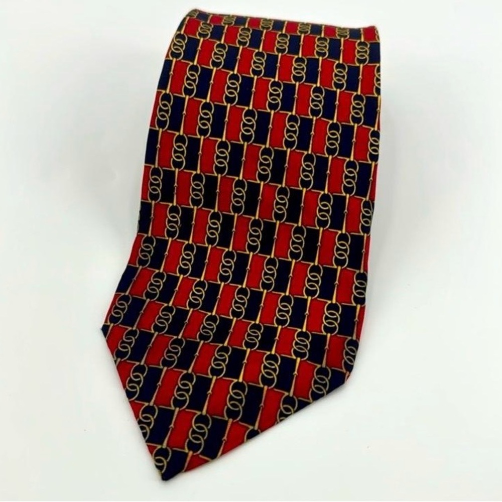 Gucci Vintage 70’s Iconic Paolo Gucci Equestrian Horse Bit Logo Silk Tie